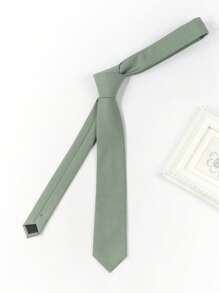 1pc Men's Fashionable Solid Mint Green Suit Fabric Versatile Necktie Men Necktie - Mint Green - View 5