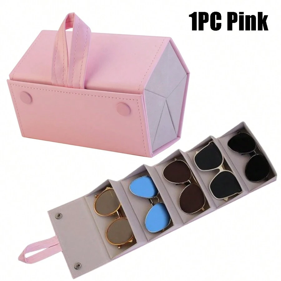 5 Cells Simple Foldable Glassed Storage Box, Travel Portable Organizer, Glasses Holder, Sunglasses Organizer, 3-Slot Eyeglasses Case Box, Foldable Eyeglassses Storage Box, Travel Sunglasses Organizer, Eyeglass Case Hard Shell, Portable Sunglass Case, Fashionable PU Leather Eyeglass Case, Lightweight