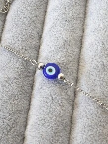 1入藍色邪惡之眼珠細節精緻的女士手鍊