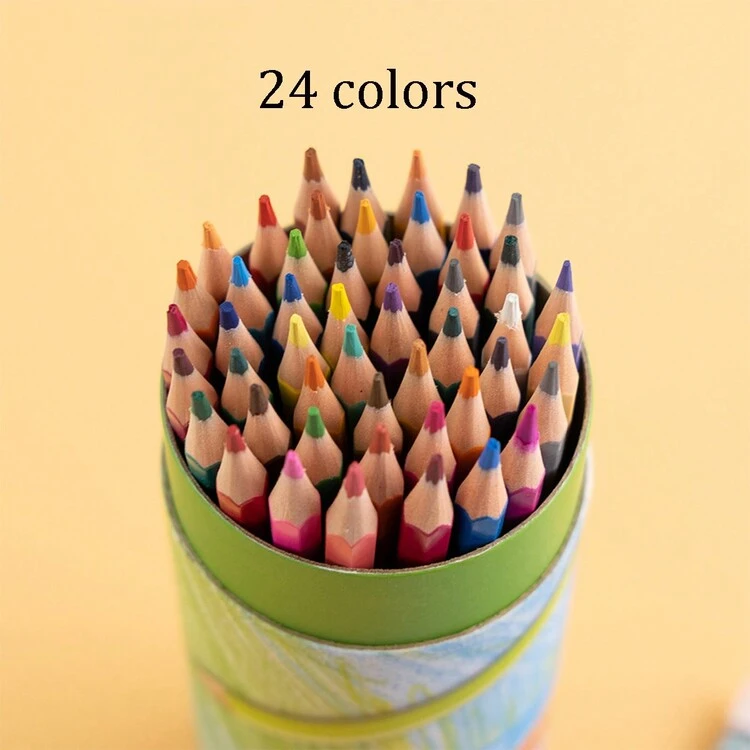 Set Of 24 Oil-Based Color Pencils, With A Bucket For Coloring, For Students, Drawing - Multicolor - View 5