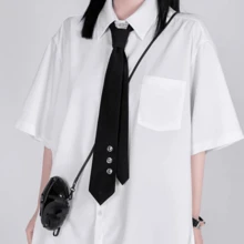 1條女士手工製作的黑色哥特風領帶,適合搭配襯衫參加俱樂部派對 - 彩色 - 查看 7