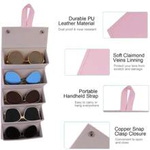 5 Cells Simple Foldable Glassed Storage Box, Travel Portable Organizer, Glasses Holder, Sunglasses Organizer, 3-Slot Eyeglasses Case Box, Foldable Eyeglassses Storage Box, Travel Sunglasses Organizer, Eyeglass Case Hard Shell, Portable Sunglass Case, Fashionable PU Leather Eyeglass Case, Lightweight
