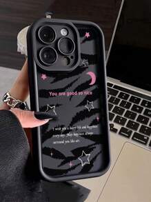 1 Pieza Funda De Teléfono Personalizada Simple Con Impresión De Luna Y Estrella Y Adicionalmente Con Protección, Compatible Con Iphone 11/12/13/14/11promax/12promax/13promax/14promax/xr/15/15pro/15promax/serie Samsung