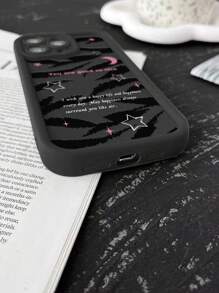 1 Pieza Funda De Teléfono Personalizada Simple Con Impresión De Luna Y Estrella Y Adicionalmente Con Protección, Compatible Con Iphone 11/12/13/14/11promax/12promax/13promax/14promax/xr/15/15pro/15promax/serie Samsung