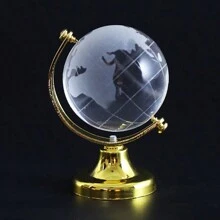 1入組水晶地球儀與金屬架，桌上裝飾送禮佳品