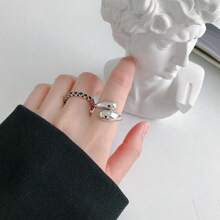 1pc Fashionable Stainless Steel Adjustable Wave Shaped Ring In Various Styles For Women, Open Ring Design, Luxury Gift, Chic And Minimalist Jewelry