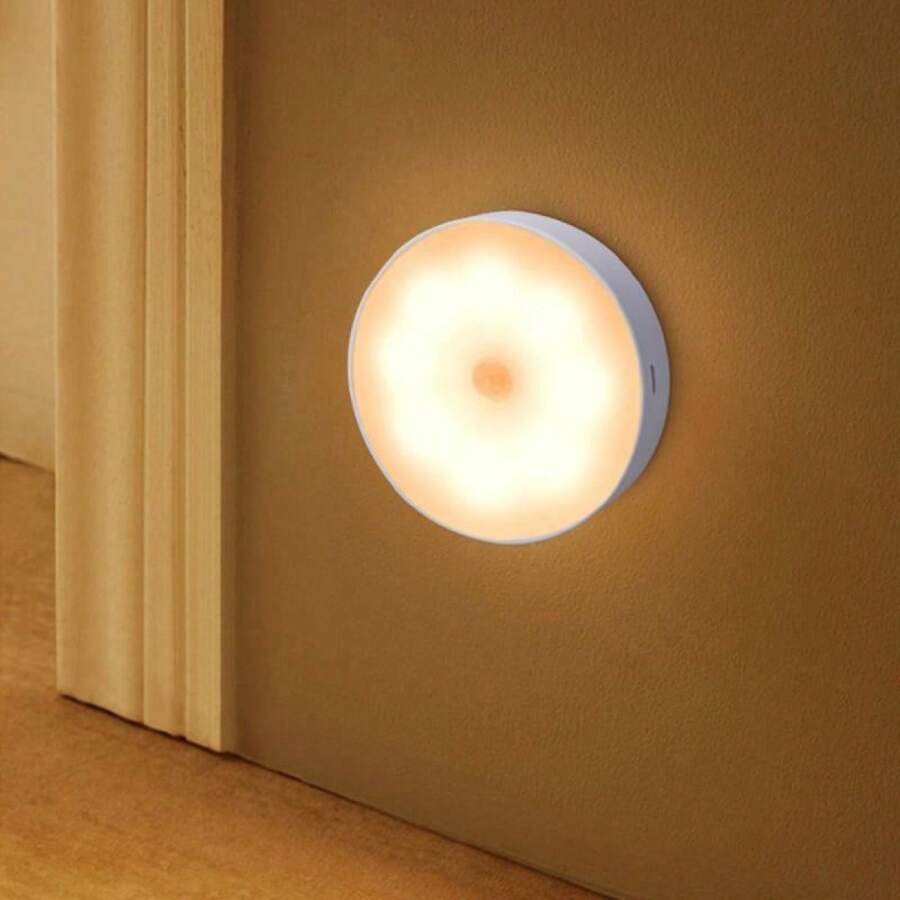 Luminaria Sensor De Presença e Movimento Led Luz Noturna Inteligente Sem Fio Recarregável Usb - Branco - Visão 1