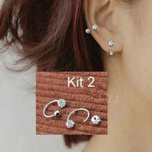 Stud Earrings - 銀色 - 查看 1
