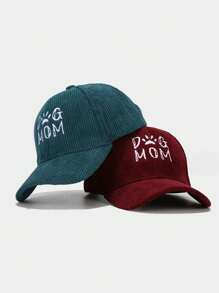1入組女性刺繡“DOG MOM”貝雷帽，可調節防曬戶外休閒帽，適用於春秋旅遊，沙灘度假，男士太陽帽，Y2K風格青年帽 - 刺繡 - 查看 3