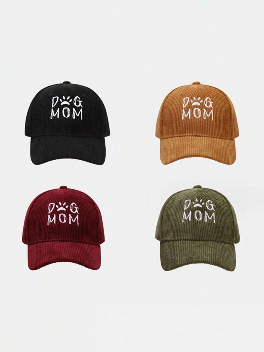 1入組女性刺繡“DOG MOM”貝雷帽，可調節防曬戶外休閒帽，適用於春秋旅遊，沙灘度假，男士太陽帽，Y2K風格青年帽 - 刺繡 - 查看 1