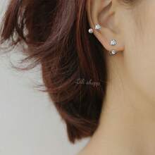 Stud Earrings - 銀色 - 查看 3