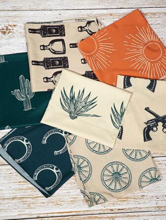 1 pieza Diadema/bandana de vaquera estilo oeste con estampado de whisky y cáctus para look salvaje del oeste, ideal para vestirse y para la escuela