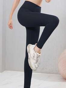 Academy Minimalist Style Yoga Pants, Gym Running Tights Colanti - Black - View 1