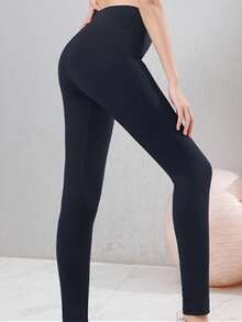 Academy Minimalist Style Yoga Pants, Gym Running Tights Colanti - Black - View 3