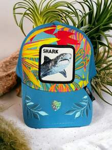 Alucin Floral Cap With Shark PatchPremium Quality - 藍色 - 查看 1
