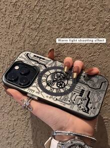 1 pezzo Custodia telefonica unica e alla moda con stampa di scheda circuito orologio, con funzione anti-urto, compatibile con serie Apple e , versione internazionale, non versione domestica, regalo per la Festa del Papà - Multicolore - Visualizzare 5