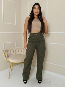 Women Pants - 軍綠色 - 查看 3