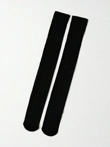 1 Pair Ultra-Thin Glossy Shiny Thigh High Socks, Suitable For Party, Fashion, Cozy - Black - View 5