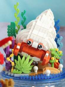 1盒微型積木海洋生物章魚海馬寄居蟹河豚模型組裝裝飾生日禮物 - 彩色 - 查看 12