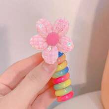 2pcs/Set Kids Spiral Ponytail Hair Ties, Colorful Hair Bands, Fashion Girls Hair Accessories - Multicolor - View 5