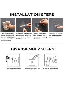 Stainless Steel Adhesive Hooks, 16pcs Set, Max Load 22lbs, Removable & Heavy Duty Sticky Hooks For Bathroom, Shower, Kitchen, Outdoor Towel, Key, Transparent - White - View 2