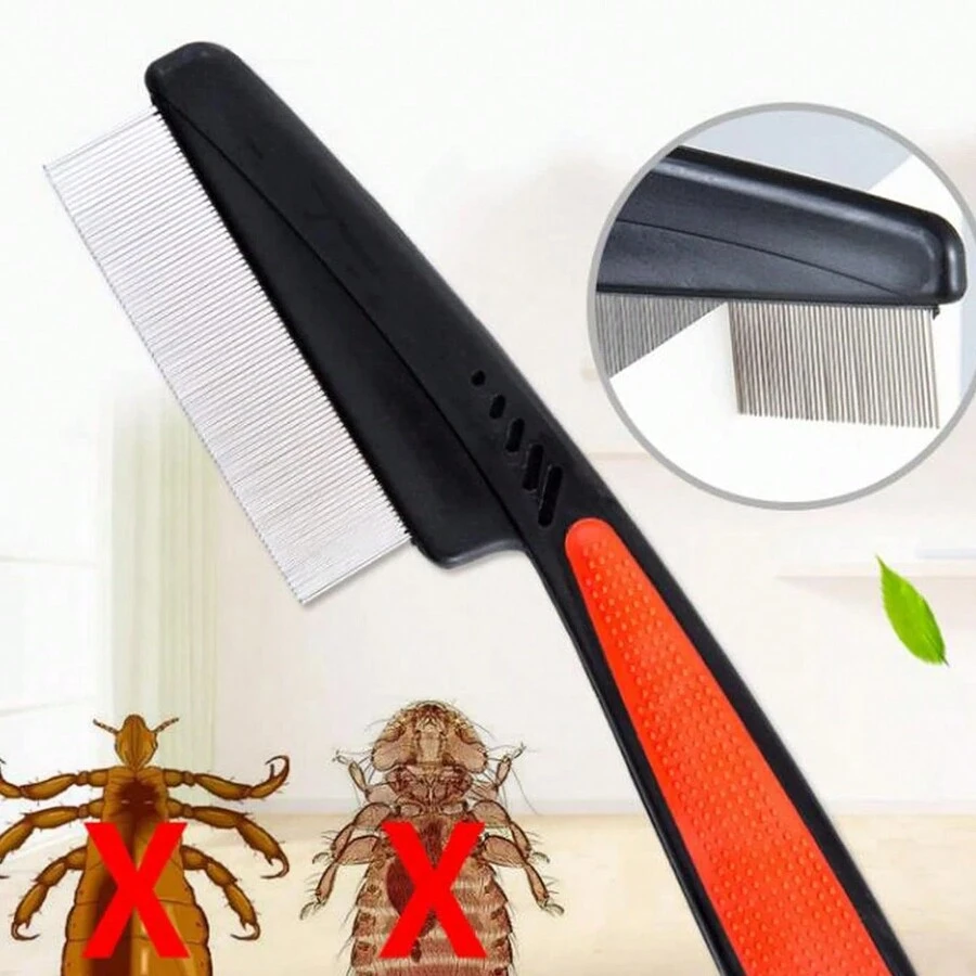 Nit & Lice Comb, Dense Teeth Dandruff Comb, Fine Bristles Scalp Cleaning Brush For Hair Removal And Dandruff Control - Black Red - View 1