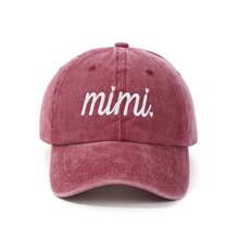 Street 1pc Women's Solid Color, Washed Baseball Cap With Embroidered Mimi Letter, Suitable For Spring, Summer, Sun Protection & Daily Outfits Valentine's Day Valentines - Multicolor - View 5