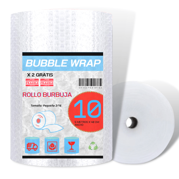 Rollo de burbuja de plástico Polibuja para embalaje frágil, 10M x 40CM, de vuelta a la escuela