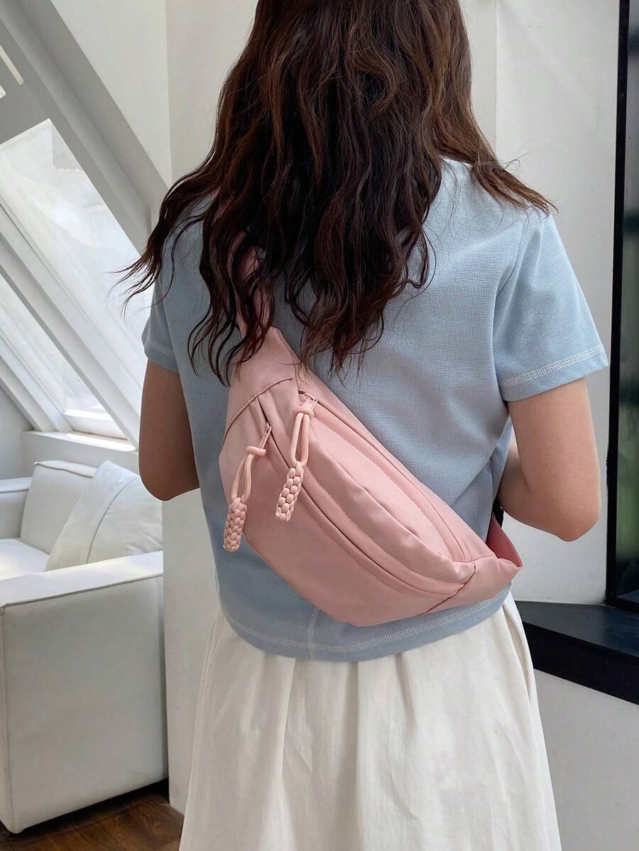 Fashionable Nylon Crossbody Bag, Solid Color Shoulder Bag, Women's Casual Shoulder Bag, Suitable For Outdoor Sports