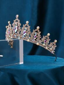 1 Máy Tính Sang Trọng & Thanh Lịch Vương Miện Công Chúa Cô Dâu Phụ Kiện Tóc Cho Tiệc Cưới Hoàng Gia Tiaras - Vàng - Xem 2