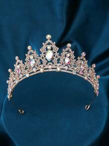 1 Máy Tính Sang Trọng & Thanh Lịch Vương Miện Công Chúa Cô Dâu Phụ Kiện Tóc Cho Tiệc Cưới Hoàng Gia Tiaras - Vàng - Xem 1