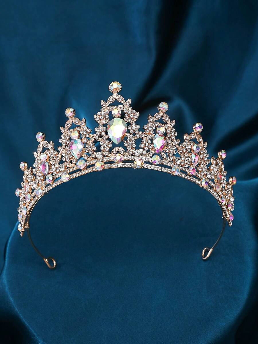 1 Máy Tính Sang Trọng & Thanh Lịch Vương Miện Công Chúa Cô Dâu Phụ Kiện Tóc Cho Tiệc Cưới Hoàng Gia Tiaras - Vàng - Xem 1