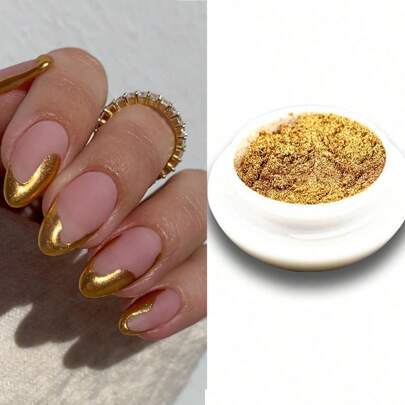 1 burk spegelpulver guld metall krom 2024 y2k spegel nagelglitter pigment lyxiga nagelkonstdekorationer manikyrtillbehör med 1 st ögonskuggsstift gör-det-själv nagelberlocker nagelstenar nageltillbehör