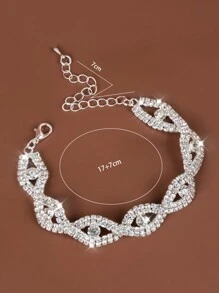 1pc Fashion Wide Rhinestones Bracelet For Women, Suitable For Daily Parties Or Wedding Jewelry - Silver - View 11