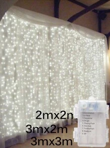 1pc LED Curtain String Lights,Battery Powered,LED Fairy Lights Christmas Garland For Home New Year Wedding Party Terrace Camping Garden Decoration,Christmas