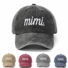 Street 1pc Women's Solid Color, Washed Baseball Cap With Embroidered Mimi Letter, Suitable For Spring, Summer, Sun Protection & Daily Outfits Valentine's Day Valentines - Multicolor - View 7