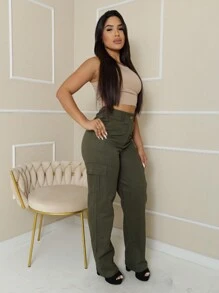 Women Pants - 軍綠色 - 查看 4