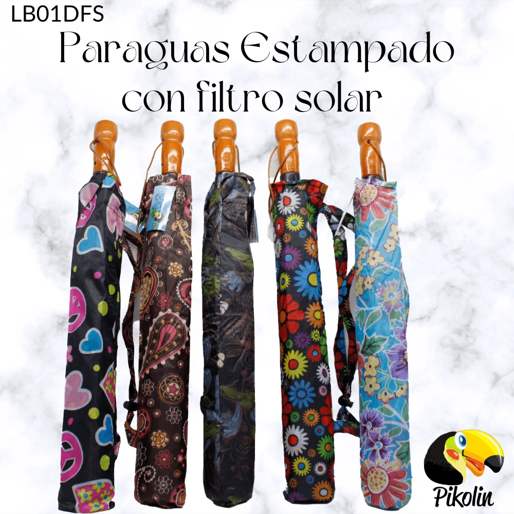 Paraguas Macana Plegable Jumbo Semiautomático Con Filtro Solar Varilla Flexible Sombrilla - ESTAMPADO - Ver 1