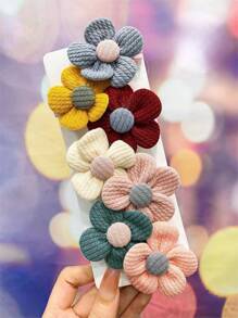 7 Piezas Lindas Pinzas Para El Cabello De Flores De Color Caramelo Para Niñas - Multicolor - Ver 4