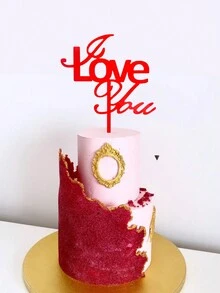 1个红色“我爱你”蛋糕装饰插牌，适用于情人节、周年纪念日、派对等场合 - 紅色 - 查看 5