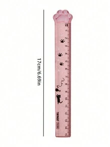 1pc Cute Cat Paw Shaped Transparent Ruler For Drawing And Measuring.1pc Random Cute Kitty Cat Paw Straight Ruler Kawaii Stationery Funny Drawing Gift Office School Measuring Drawing.,Rulers - Multicolor - View 6