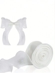 Set da 5 pezzi di nastro di organza a forma di coda di pesce fatto a mano, decorazione a fiocco fai-da-te per incarto regali, fermagli per capelli, cappellini, San Valentino, adatto per bouquet di fiori, torte, segnalibri, forniture per feste, decorazioni natalizie, materiali per imballaggio di composizioni floreali, nastro per incartare fiori, torte, decorazioni per matrimoni, scatole regalo, fiocchi, decorazioni natalizie - Bianco - Visualizzare 8