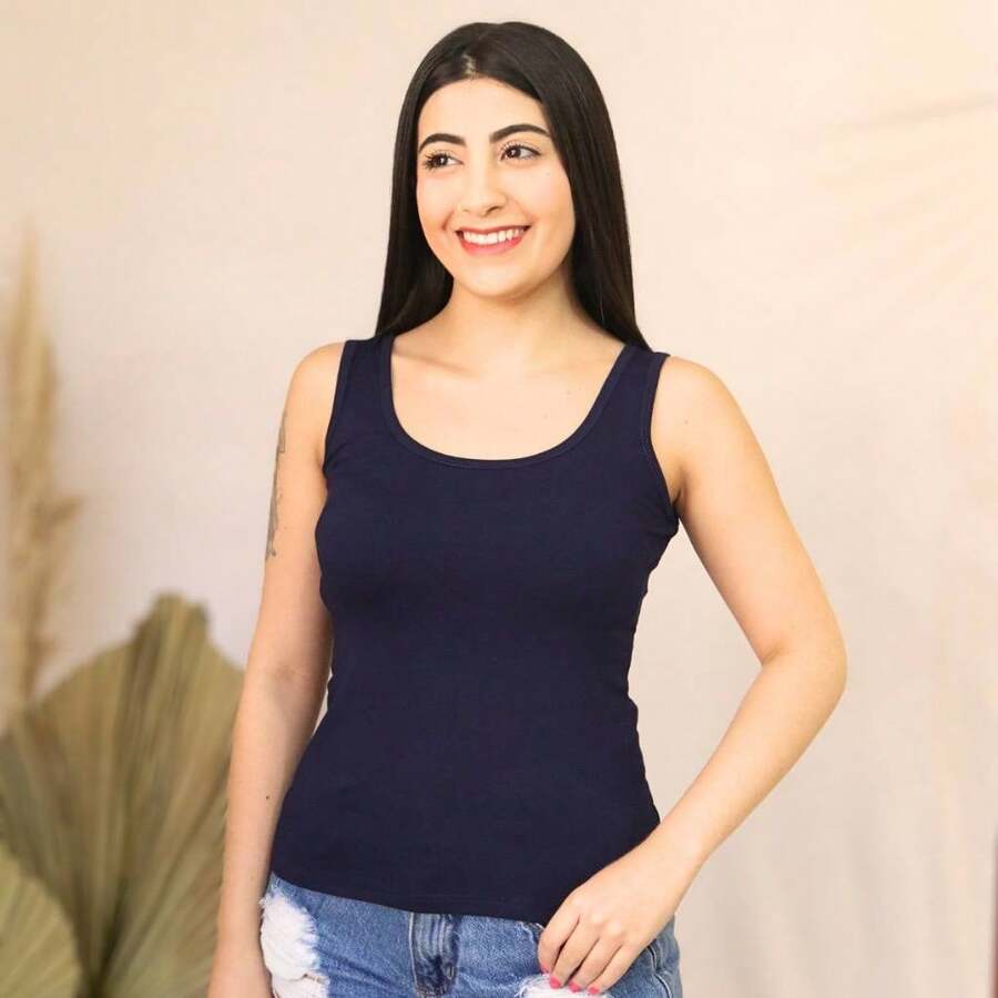 Women Tank Tops & Camis - Navy Blue - View 1