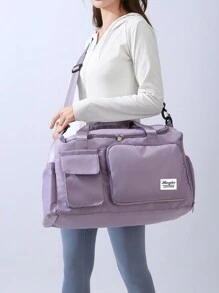 大容量行李旅行行李袋，过夜度假运动健身包，周末随身手提包，干湿分离，休闲多功能便携式单肩包，带鞋隔层，适用于商务、度假、户外、滑雪、运动健身、手提包旅行包度假行李包周末包旅行箱过夜包行李袋随身包大学包行李袋周末包医院包冬季 - 紫色 - 查看 4