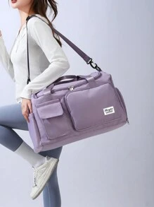 大容量行李旅行行李袋，过夜度假运动健身包，周末随身手提包，干湿分离，休闲多功能便携式单肩包，带鞋隔层，适用于商务、度假、户外、滑雪、运动健身、手提包旅行包度假行李包周末包旅行箱过夜包行李袋随身包大学包行李袋周末包医院包冬季 - 紫色 - 查看 2