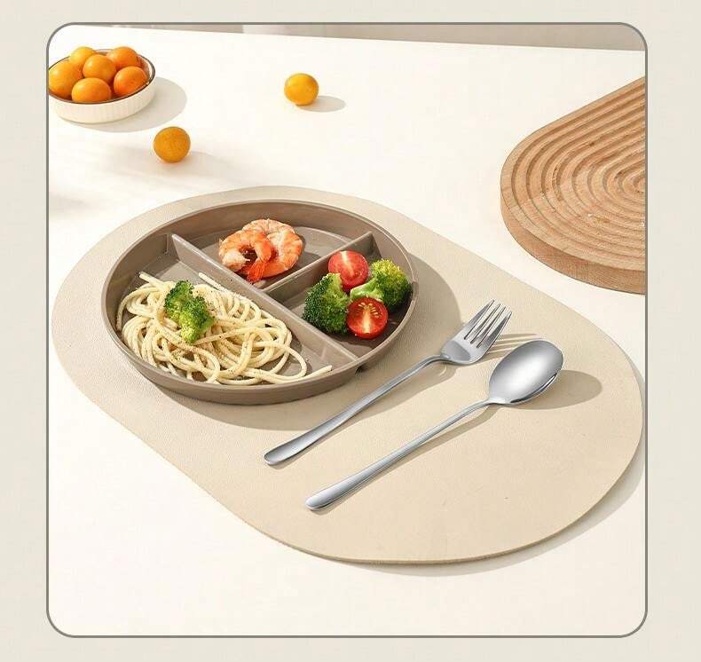 WORTHBUY 1pc Round Plastic Divided Tray, MicrowaveSafe Salad & Fruit