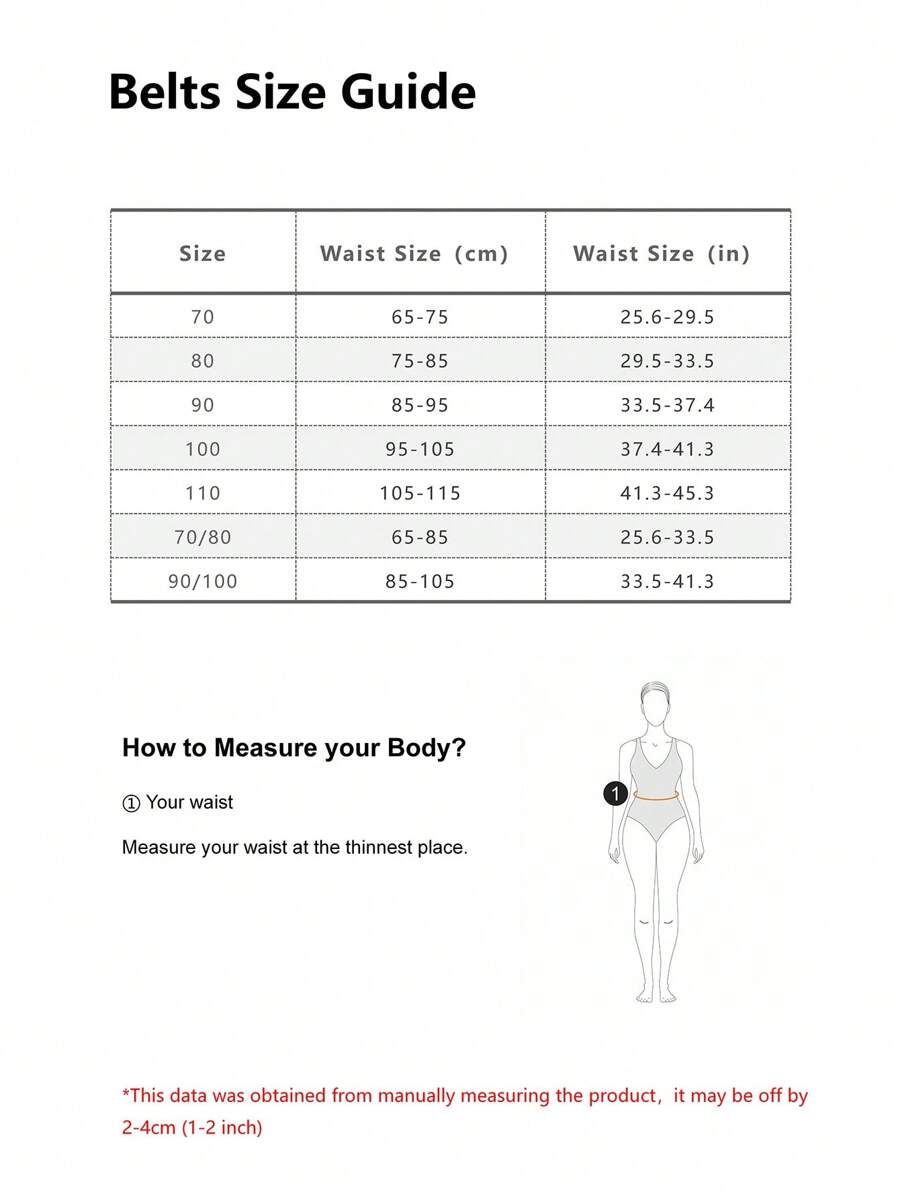 4pcs/Set Ladies' Simple Style Waist Belt With Gold Oval Buckle For