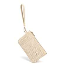 草編手拿包,女士夏季海灘草編包,波西米亞手腕包 - 米色 - 查看 7