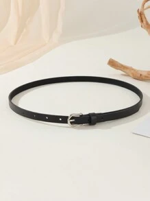 女士腰带，半圆形扣环，PU皮革材质，简约设计，百搭连衣裙、牛仔裤、休闲裤，适合日常使用。