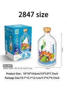 1盒微型積木海洋生物章魚海馬寄居蟹河豚模型組裝裝飾生日禮物 - 彩色 - 查看 7